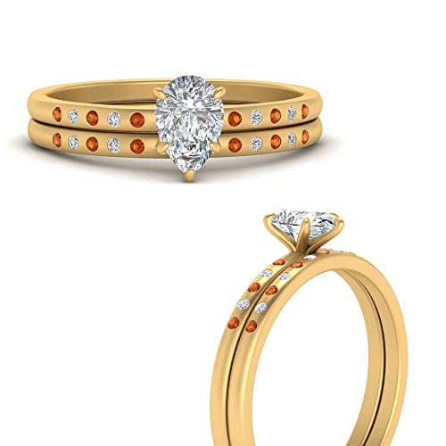 Anillos de boda con bisel de piedras preciosas en forma de pera talla 4 4