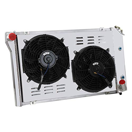OzCoolingParts 3 Row Core Aluminum Radiator + 2 x 12" Fan w/Shroud + Thermostat/Relay Wire Kit for 1977-1982 78 79 80 81 Chevy Corvette C3 350ci 5.7L/5.0L V8 Engine