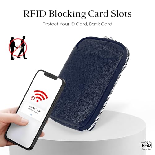 Image of befen Genuine Leather Crossbody Cell Phone Purse for Women, Small Zip Around RFID Blocking Crossbody Wallet Bags