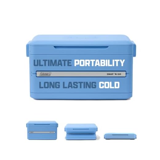 Coleman Snap N Go 45qt Collapsible Hard Cooler, Keeps ice Cold for up to 55 Hours, Holds up to 76 cans, Collapses up to 1/3 its Size, Can Hold up to 200 pounds, Blue Sky