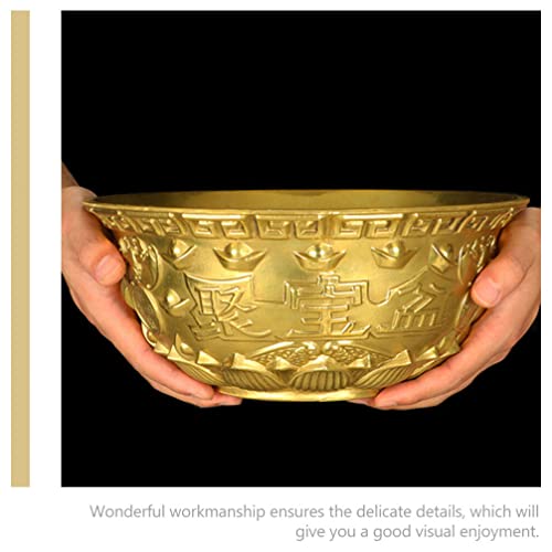 Cabilock House Ornaments Treasure Basin Gold Brass Bowl Feng Chinese Treasure Bowl Wealth Basin Money Bowl Tabletop Adornment Brass Statue Shui Decor Treasure Chinese Gift #TOP4