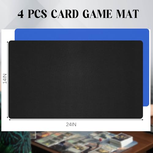 Image of Ecally 4 Pcs Card Game Mats 24 x 14 Inch Playmat Table Smooth Playing Card Mat for TCG, Gameplay (Black,Blue)