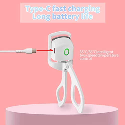 【2Pcs】 Heated Eyelash Curlers, Heated Lash Curler With Portable And Rechargeable, Dual Temperature Settings, Electric Eyelash Curler For Long-Lasting Curls,White #TOP5