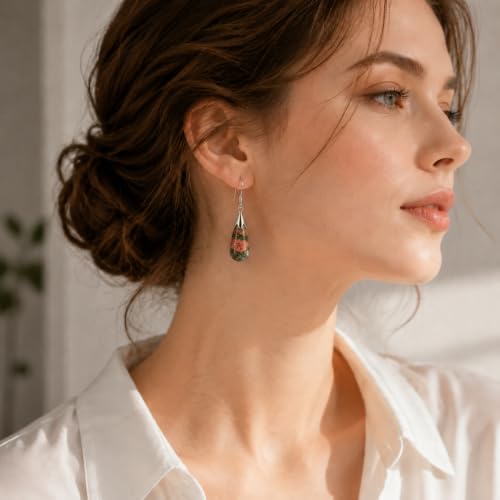 Natural Unakite Earrings for Women Crystal Dangle Drop Birthstone Jewelry - image 3