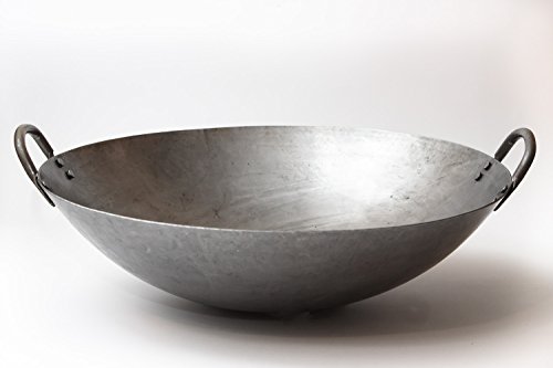 Craft Wok Big 16 Inch Heavy Canton Style Hand Hammered Carbon Steel Wok (Round Bottom) / 731W87 #TOP2