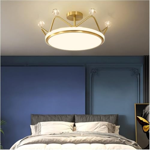 Plafonnier entièrement en cuivre et cristal chic pour une chambre raffinée de 53cm