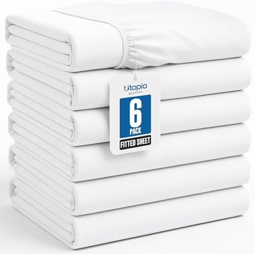 Utopia Bedding Twin Fitted Sheets - Bulk Pack of 6 Bottom Sheets ...