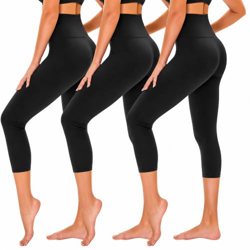 Image of TNNZEET Capri Leggings for Women - Tummy Control High Waisted Soft Yoga Pants for Gym Workout