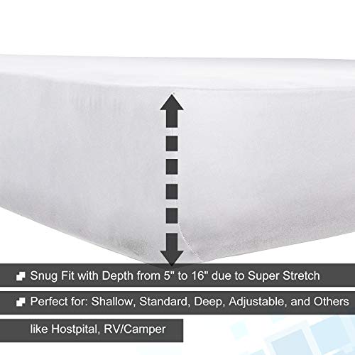 Queen Fitted Sheet Only - Jersey Knit & Ultra Soft, Non-Slip And Snug Fit For Queen, Queen Xl Or Rv Short Queen Size Mattress (Deep: 5" To 16") - White #TOP2
