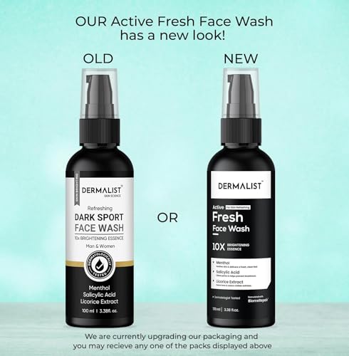 Image of Dermalist Active Fresh Face Wash with Menthol, Salicylic Acid & Licorice | 10X Brightening | Oil Control, Acne & Pore Cleanser | For All Skin Types | 100ml