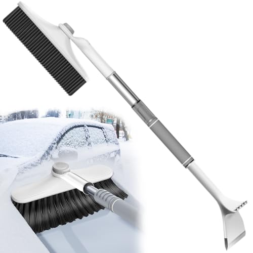 Goutime Ausziehbarer Eiskratzer mit Bürste für Auto Silikon Eiskratzer und Schneebürste in Einem Winterliches Autozubehör für Schneeräumen ohne Kratzer (Grau)