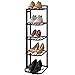 JFF Zapatero, Organizador Vertical De Almacenamiento De Zapatos De 5 Niveles, Estante De Metal para Zapatero, Torre Vertical para Zapatos, Nivel Ajustable para Entrada, Pasillo,Negro