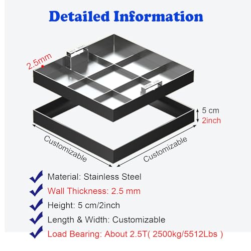 Invisible Manhole Cover with Hidden Handles, Customizable Invisible Septic Tank Covers for Docks Driveway Highways, Universal Square Stainless Steel Inspection Cover(32x32x2inch/81x81x5cm)