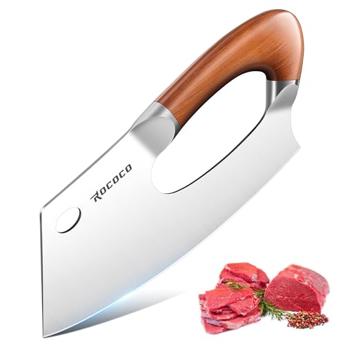 Image of ROCOCO Meat Cleaver Knife Unique Effort Saving Kitchen Knife Professional Stainless Steel Chef Cooking Knives for Cutting Meat Vegetable Father Mother Christmas Gift Bronze
