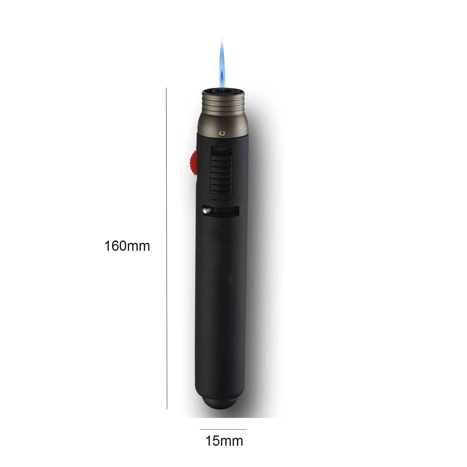 Lot de 2 Briquets Torche Butane Long Stylo Briquet Rechargeable et Réglable Flamme Briquet Camping pour Homme Gadget (gaz Non Inclus)