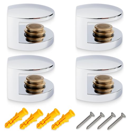 Pince à Verre Support réglable pour étagère – Fixation murale en alliage de zinc pour tablette en verre, plexiglas et bois 5-8 mm – Lot de 4 pinces...