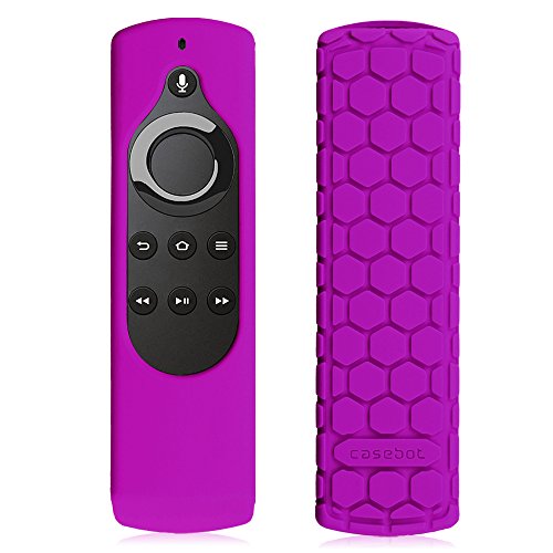 Fintie Silicone Case for Fire TV 4K / 2nd Gen Fire TV Stick / Fire TV Cube Voice Remote, Compatible with Echo / Echo Dot Alexa Voice Remote - Honey Comb Series [Anti Slip] Shock Proof Cover, Purple