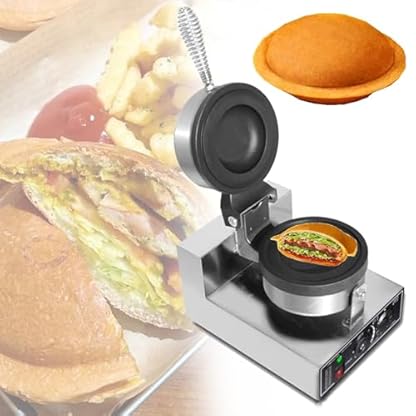 ZEEKYFOR Elektrisches Waffeleisen, Burgermaker-Presse, 1200 W, antihaftbeschichtete Eiswaffelmaschine für Privat und Gewerbe