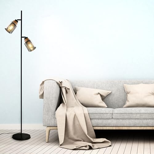 Briloner Lampada Da Terra 1486025 2 Luci Paralume Fumè - 4