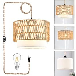 Boho Pendant Light Rattan...