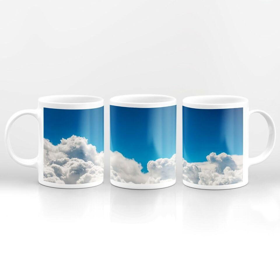 BALAJITRADE White Fluffy Clouds - Drinks Mug Cup Kitchen Birthday Office Fun Gift Printed Coffee and Tea Ceramic Mug- 11OZ Ceramic Coffee Mug 5846