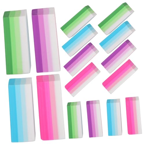 Veemoon 16Pcs Rainbow Eraser Multi Function Erasers for Artists Portable School Supplies for Drawing and Sketching Office and Art Projects