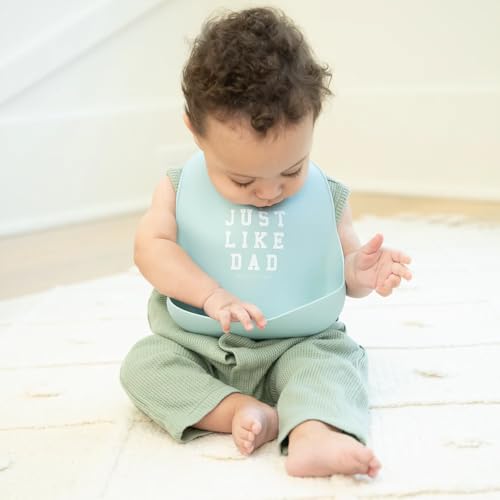 Baby Bib for Eating by Bella Tunno, Waterproof Silicone Bib with Large Food Catcher, Adjustable Fit for Babies 4-12 months & Toddlers 1-3 Years, Boys & Girls, Just Like Dad2