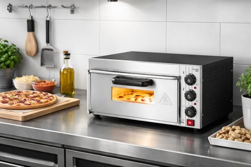 Image of Blend Art Commercial Electric Pizza Oven 2000W | 16x16 Inch Stone | 50-350C Temperature Control |Single Deck Countertop Restaurant, Cafe,Bakery,Cloud kitchen (Metal Body (Black))