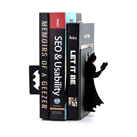 QIFFIY Buchstützen Batmam Eisen Buchstützen Superman Buchstütze Student Buchhalter Home Office Schreibwaren Metall Buchstützen Bücherregal Veranstalter Buchhalter Cover