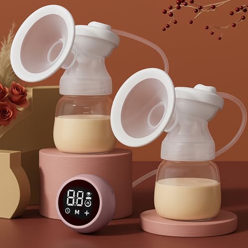 Image of Tinyberg Double Electric Breast Pump, 9 Intensity Levels Dual Mode Stimulation & Expression, Silicone Cushion Rechargeable 1200mAh Battery Portable & Lightweight BPA-Free, Complete Kit Included