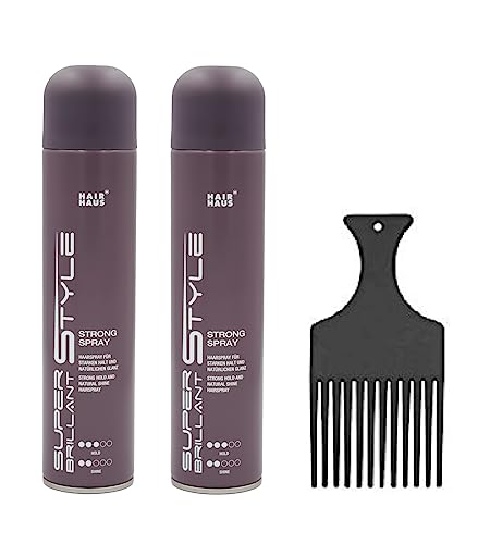 HAIR HAUS Super Brilliant Styler Haarspray strong 2er Pack mit Fingerstyler