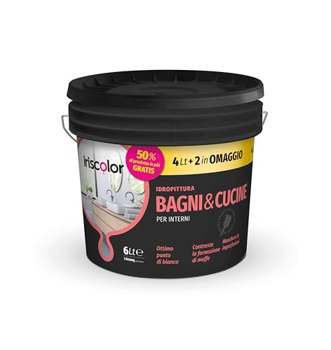 IRISCOLOR Pittura Bianca Per Interni Traspirante 4+2 LT Per Bagni