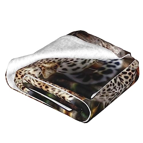 Couverture léopard flanelle douce pour lit canapé et voyage 152x127 - 4