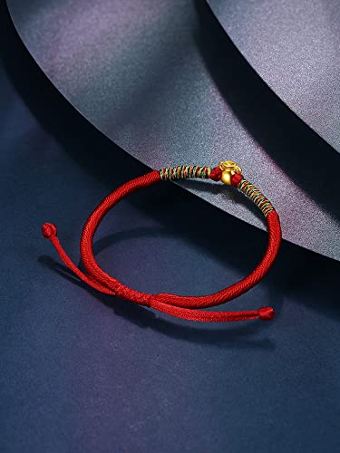 24K Gold Bracelet Zodiac Charm Bracelets Constellation Jewelry Horoscope Sign Red Braided Bracelet Healing Dainty Solid Gold Gifts for Women Men 7