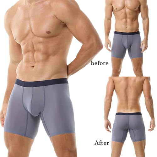 Men's Ice Silk Underwear Sports Shorts Panties Long Boxers Briefs Transparent Jockstrap Ultra-thin Bikini Underpants2