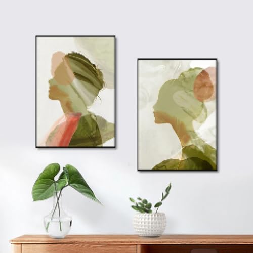 Affiches de femmes brumeuses vert clair art mural grand format peinture sur toile 60x110