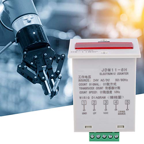 JDM11 6H Electronic Counter 6 Digits LED Digital Display Counter with Strong Anti Interference 0-999999 Count Range Suitable for Various Inputs (AC/DC24V)