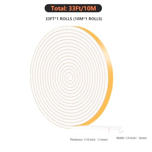 Image of Weather Stripping Door Seal,High Density CR,1 /4 in X 1 /16 in x 33Ft
