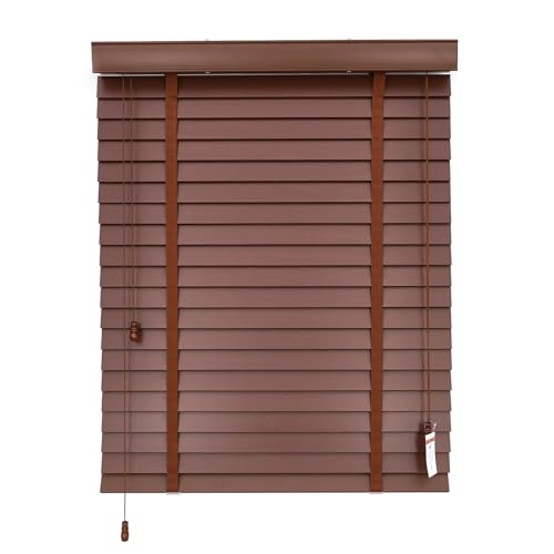 Persianas de Madera Real para Ventanas, Ventana Oscurecedora Persianas Horizontales de Interior, Estores Venecianas 25cm 40cm 65cm 70cm 80cm 90cm 100cm 120cm 150cm(Tan)