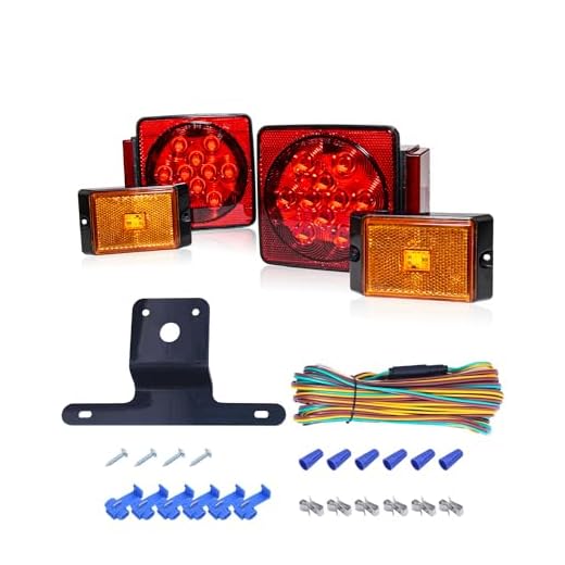 MaxxHaul 70205 Trailer Light Kit - 12V All LED , Left and Right Waterproof Submersible for Trailers, Boat Trailer Truck Marine Camper RV Snowmobile