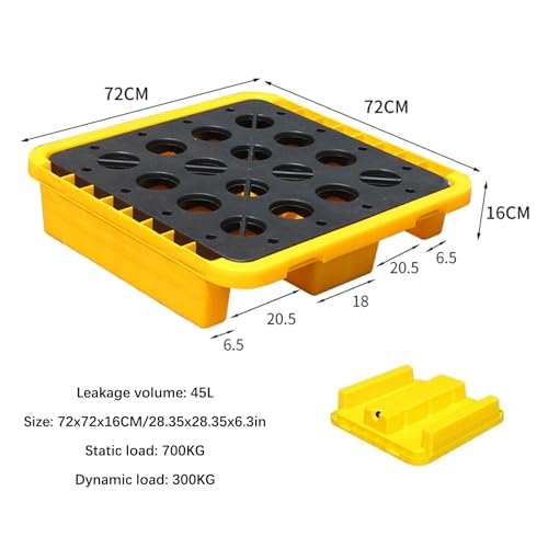 Plateforme de confinement des déversements modulaire en polyéthylène jaune et noir avec drain - 2