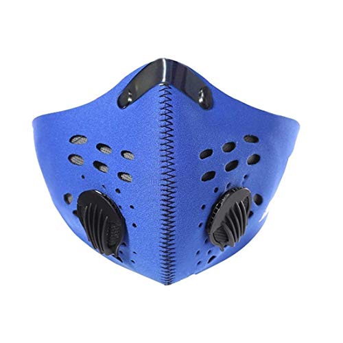 Dukars Sports Mask, Dustproof Mask Activated Carbon Filtration Exhaust Gas Anti Pollen Allergy PM2.5 Workout Running Motorcycle Cycling Mask (Blue - #99)