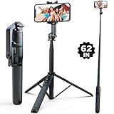 Bluetooth Selfie Stick Stativ, 158cm Selfie-Stange Stab & Handy Stativ mit Kabelloser Fernbedienung, Erweiterbar Selfie Stick Tripod Für Smartphone