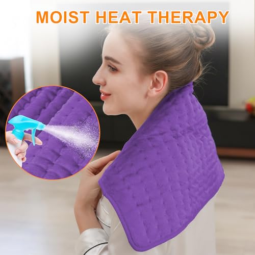 Image of Deepsoon Heating Pad,Electric Heating Pads for Back,Neck,Moist Heating Pad for Abdomen Shoulder Knee Legs,Dry /Moist Heat&Auto Shut Off,Mother's Day Birthday for Men and Women,Dark Purple,24x12 Inch