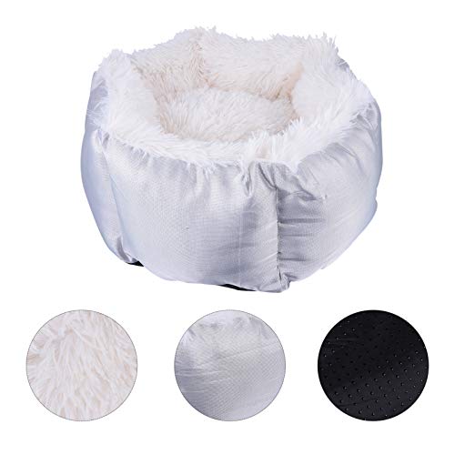 Popetpop almofada de dormir para gatos de inverno redonda para gatos e cães pequenos (cinza claro)