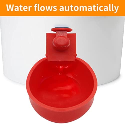 5 Pcs Automatic Poultry Cup Chicken Water Drinker for Chicks Ducks Quail, Birds Water Dispenser, 3/8 Inch Thread (Red)
