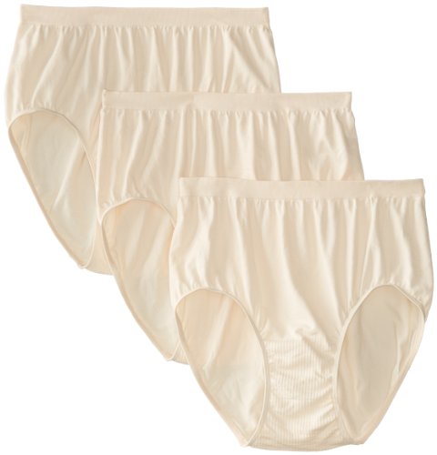 Image of Bali Women's Comfort Revolution Seamless Brief Underwear, Microfiber Stretch Panty, 3-pack