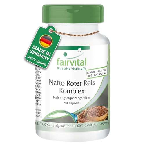 Fairvital | Natto Red Rice Complex - 90 cápsulas - con monacolina K y nattoquinasa - de calidad probada y altamente dosificado - 100% vegano - Made in Germany