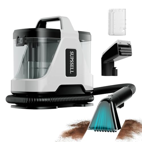 Carpet Spot Cleaner, Portable Deep Cleaner with,Clean Up Spills & Pet Messes from Carpets, Stairs, Upholstery & Car Seats | Self Cleaning Function,Includes 2 Brushes, Extension Hose (White)