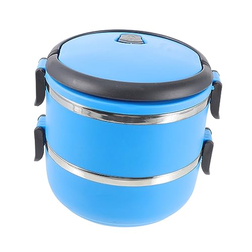 BESTonZON Stainless Steel Double Pet Bowl Spill Water and Food Storage Container for Dogs and Cats Portable Travel for Outdoor Feeding Blue